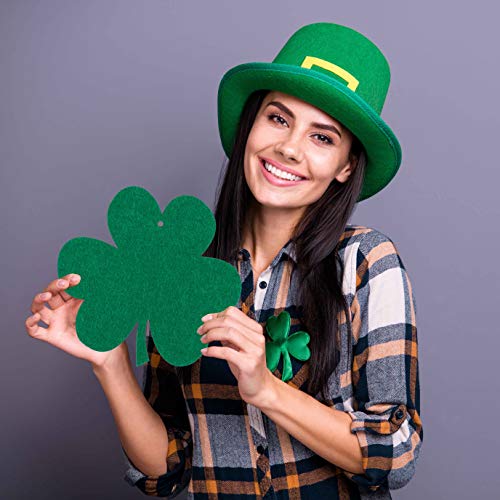 Whaline 24 Pcs Felt Hanging Shamrock St. Patrick's Day Lawn Decorations Indoor Outdoor Sign Decor for St. Patrick's Day Party Spring Holiday Decoration