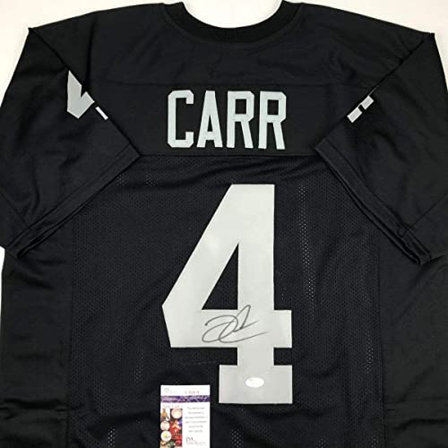 Autographed/Signed Derek Carr Oakland Black Football Jersey JSA COA