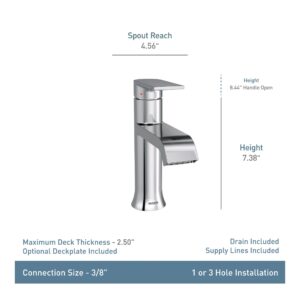 Moen Genta LX Brushed Nickel One-Handle Modern Bathroom Sink Faucet with Optional Deckplate and Low-Arc Spout - Perfect for Bath Countertop and Three-Hole or One-Hole Sinks, 6702BN