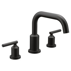 moen gibson matte blacktwo-handle deck mounted modern roman tub faucet, valve required, t961bl