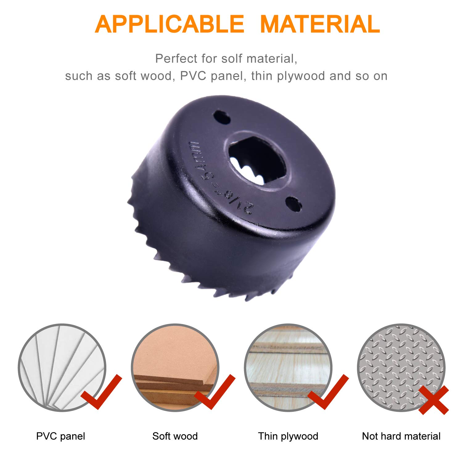 Hole Saw Kit, SUNGATOR 5-Piece Hole Saw Set with 4 Pcs Saw Blades in 1-1/4, 1-1/2, 2, 2-1/8 Inch, 1 Mandrel. Carbon Steel Circle Hole Saw Kit, Arbored Hole Cutter for Wood, Plastic, PVC Board, Drywall