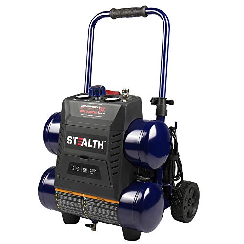 Stealth 4.5 Gallon Ultra Quiet Air Compressor,1.3 HP Oil-Free Peak 150 PSI 65 Decibel Air Compressor,4 CFM @ 40 PSI 3 CFM @ 90 PSI Silent Portable Long Life Electric Air Compressor W/ Wheel for Garage