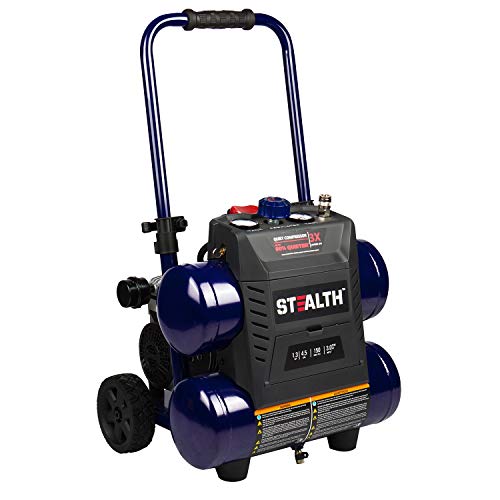 Stealth 4.5 Gallon Ultra Quiet Air Compressor,1.3 HP Oil-Free Peak 150 PSI 65 Decibel Air Compressor,4 CFM @ 40 PSI 3 CFM @ 90 PSI Silent Portable Long Life Electric Air Compressor W/ Wheel for Garage