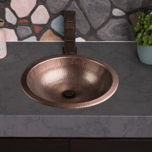 Monarch Abode 17094 Pure Copper Hand Hammered Rotunda Dual Mount Bathroom Vanity Sink (16 inches)