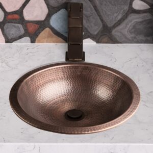 Monarch Abode 17094 Pure Copper Hand Hammered Rotunda Dual Mount Bathroom Vanity Sink (16 inches)