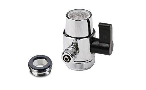 Chrome Faucet Diverter Valve (Includes adapter ring) Reverse Osmosis/Water Filters 3/8" Barb- For Both Female & Male Faucets