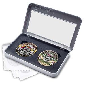 armor coin wildland firefighter challenge coins with deluxe display tin box plus bonus polishing cloth - 2 medallion set
