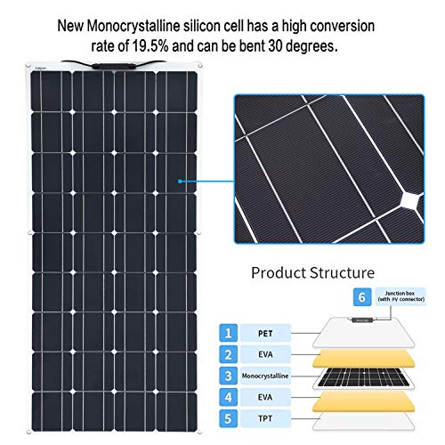 XINPUGUANG 2pcs 100w Solar Panel Flexible 200W Solar System Kit PV Connector Charger for 12v Battery Canbin RV Car Boat Charge