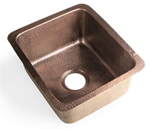 monarch abode 17090 pure copper hand hammered highball single bowl kitchen sink (17 inches)