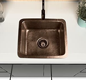 Monarch Abode 17090 Pure Copper Hand Hammered Highball Single Bowl Kitchen Sink (17 inches)