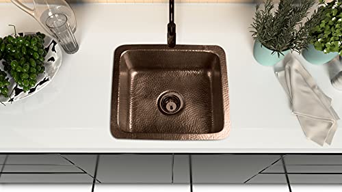 Monarch Abode 17090 Pure Copper Hand Hammered Highball Single Bowl Kitchen Sink (17 inches)