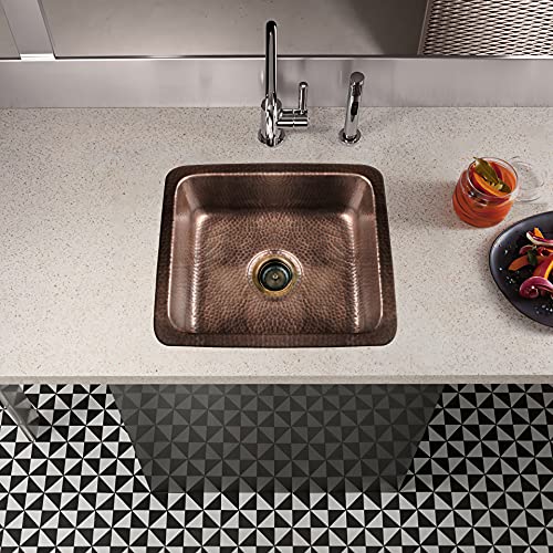 Monarch Abode 17090 Pure Copper Hand Hammered Highball Single Bowl Kitchen Sink (17 inches)