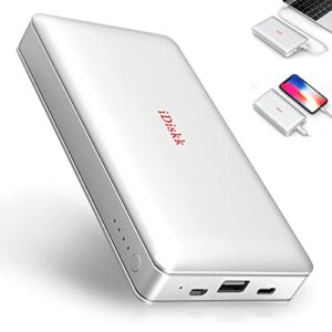 idiskk 【mfi certified plug-play】 1tb external hard drive for ipad iphone 15 android photo backup storage for iphone 15/14/13/12/12 pro max/12 pro/11 pro/x/xr,mac/imac/pc, built-in 10000mah power bank