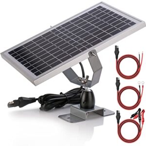 suner power 12v solar battery charger maintainer, waterproof 10w solar trickle charger, high efficiency solar panel kit, built-in intelligent mppt controller + adjustable bracket + sae cable kits