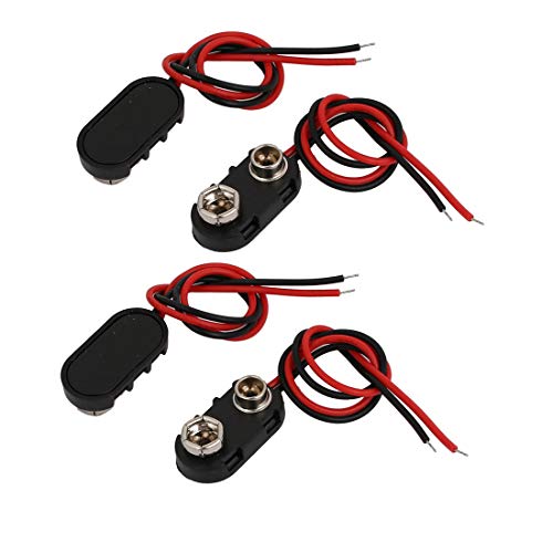 uxcell Black Red 150mm Cable Connection 9V Battery Clips Connector Buckle 4 Pcs