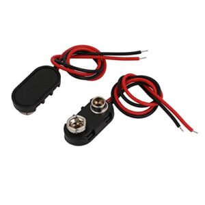 uxcell Black Red 150mm Cable Connection 9V Battery Clips Connector Buckle 4 Pcs