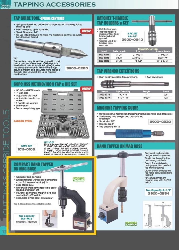 Vertex 3900-0255 Compact Hand Tapper On Magnetic Base