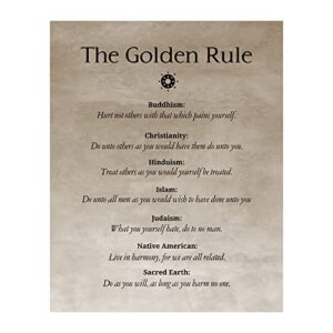 the golden rule- religious inspirational wall art, parchment sign home decor-motivational quotes ideal for living room decor, office decor, or room decor, inspirational gift for all unframed - 8x10