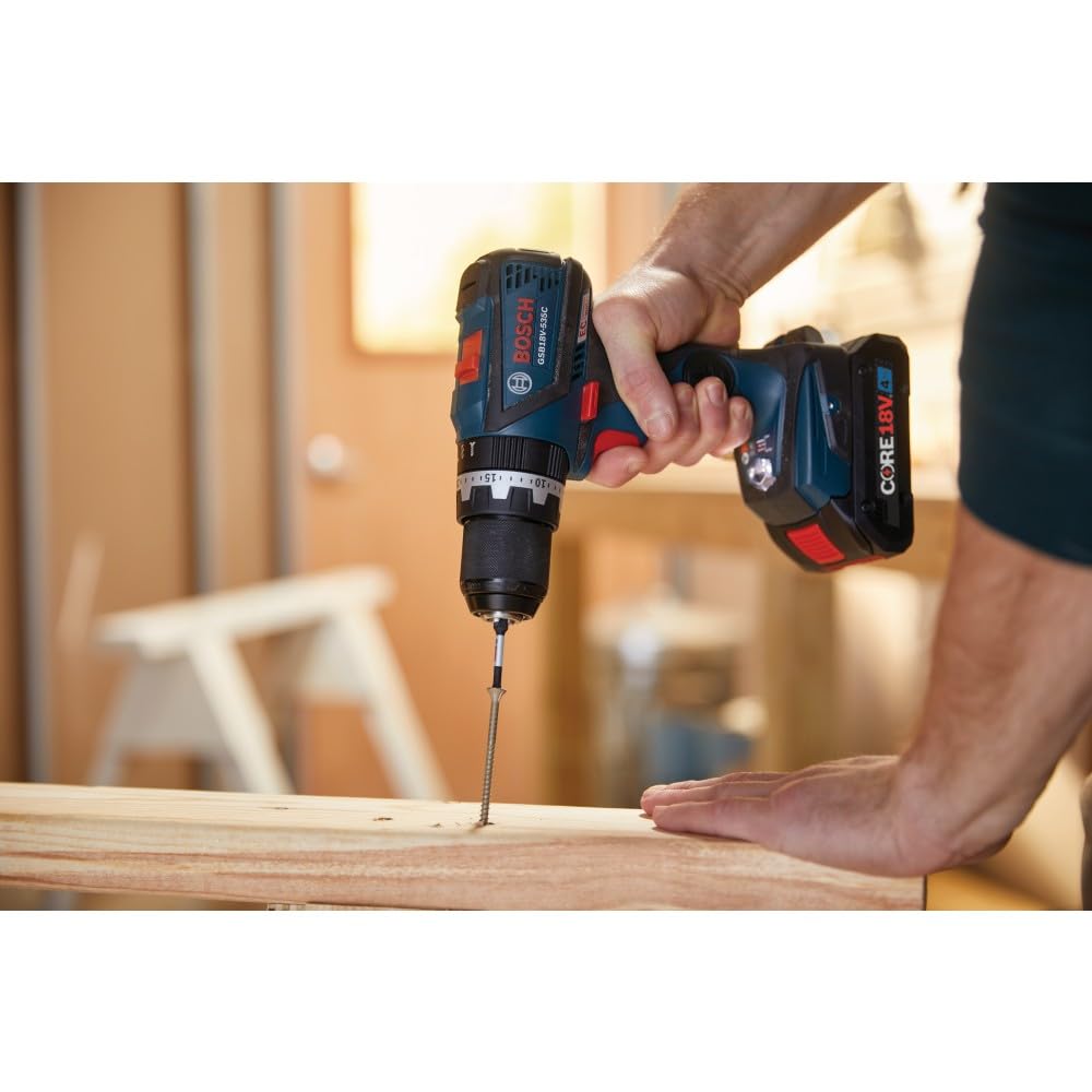 BOSCH GSB18V-535CB25 18V EC Brushless Connected-Ready 1/2 In. Hammer Drill/Driver Kit with (2) CORE18V® 4 Ah Advanced Power Batteries