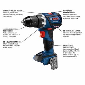 BOSCH GSR18V-535CN 18V EC Brushless Connected-Ready Compact Tough 1/2 In. Drill/Driver (Bare Tool)