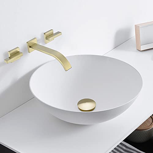 TRUSTMI Brass Pop Up Bathroom Sink Drain Strainer Stopper no Overflow Hole Kitchen Basin Sink Bottle Trap Drainer, Brushed Gold