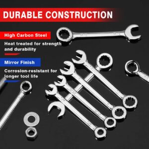 SPEEDWOX Mini Wrench Set Metric SAE Ignition Wrench Sets Open and Box End Wrench Set Small Wrench Set Combination Wrench Sets with Storage Pouches and Key Chains, 4mm-11mm & 5/32"-7/16"
