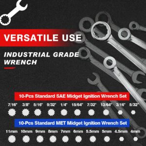 SPEEDWOX Mini Wrench Set Metric SAE Ignition Wrench Sets Open and Box End Wrench Set Small Wrench Set Combination Wrench Sets with Storage Pouches and Key Chains, 4mm-11mm & 5/32"-7/16"