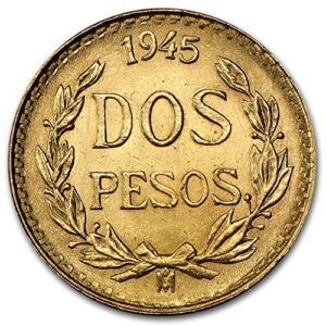 1919-1948 (Random Year) Mexican 1/5 Hidalgo Gold 2 Pesos Coin Brilliant Uncirculated with Certificate of Authenticity - Moneda de Oro Puro 2 MX BU