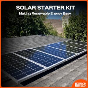 RICH SOLAR 200 Watt 12 Volt Monocrystalline Solar Starter 20A MPPT Charge Controller/Mounting Z Brackets/Tray Cable/Adaptor Kit