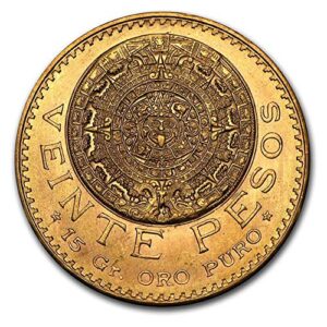 1917-1959 (Random Year) Mexican Gold 20 Pesos Coin AGW .4823 Troy oz Brilliant Uncirculated with a Certificate of Authenticity - Moneda de 15 Gr de Oro Puro 20 MXN BU