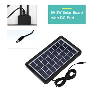 ASHATA 9V 3W Solar Panel, 93% Light Transmittance, 18% Conversion Rate, IP65 Waterproof Polysilicon Solar Panel Power Backup with DC Port, Charging for LED Lights, Mini Fans, etc