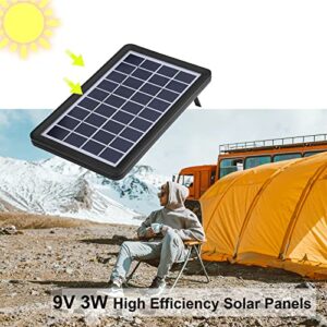 ASHATA 9V 3W Solar Panel, 93% Light Transmittance, 18% Conversion Rate, IP65 Waterproof Polysilicon Solar Panel Power Backup with DC Port, Charging for LED Lights, Mini Fans, etc