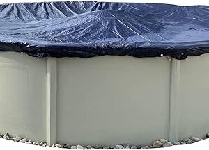 Winter Block WC18R Aboveground Pool Winter Cover 18’ Ft. Round, 8-Year Warranty Includes Winch and Cable, Superior Strength & Durability, UV Protected, 18', Solid Blue