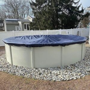 Winter Block WC18R Aboveground Pool Winter Cover 18’ Ft. Round, 8-Year Warranty Includes Winch and Cable, Superior Strength & Durability, UV Protected, 18', Solid Blue