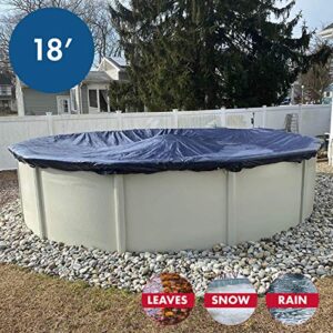 Winter Block WC18R Aboveground Pool Winter Cover 18’ Ft. Round, 8-Year Warranty Includes Winch and Cable, Superior Strength & Durability, UV Protected, 18', Solid Blue