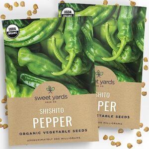 organic shishito pepper seeds – two seed packets! – approx 50 open pollinated non-gmo seeds – sweet yards seed co.