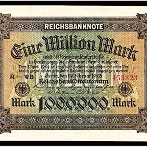 1923 DE GERMANY'S FIRST MILLION MARK BILL! GIANT, ORNATE & RARE CLASSIC! 1,000,000 MARKS Choice Extra Fine to AU