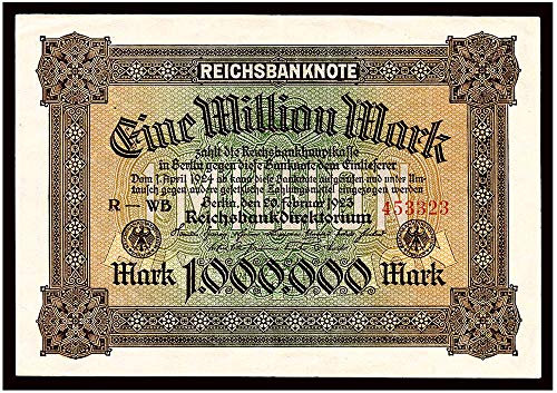 1923 DE GERMANY'S FIRST MILLION MARK BILL! GIANT, ORNATE & RARE CLASSIC! 1,000,000 MARKS Choice Extra Fine to AU