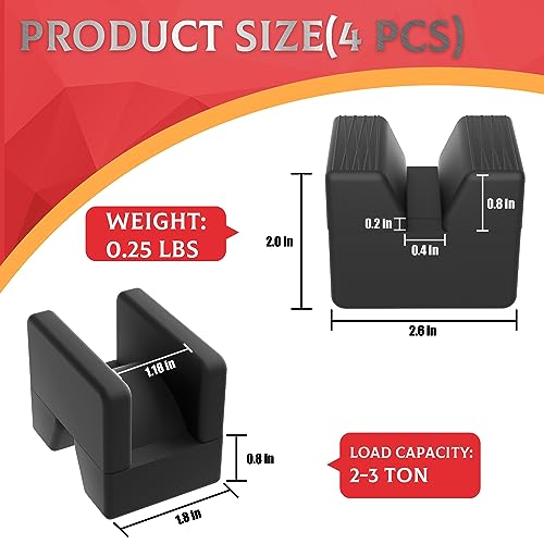 Seven Sparta Car Jack Pad Adapter for Jack Stand Universal Rubber Slotted Frame Rail Pinch Welds Protector - 3.0 tons (4 pcs)