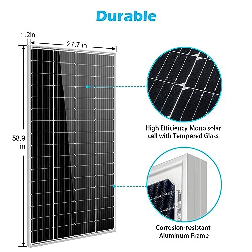 SUNGOLDPOWER Solar Panel 200W 24V Monocrystalline Solar Panel 200 Watt Solar Module Grade A Solar Cell, Black, SG200WM24