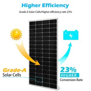 SUNGOLDPOWER Solar Panel 200W 24V Monocrystalline Solar Panel 200 Watt Solar Module Grade A Solar Cell, Black, SG200WM24