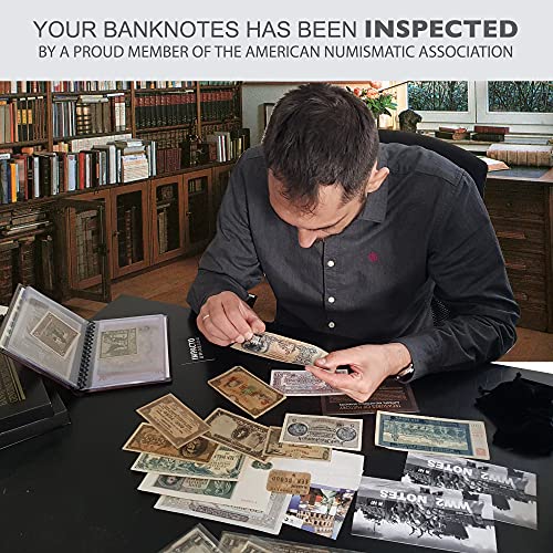 World Currency Collection – 100 Uncirculated Banknotes from 100 Countries, No Duplications, with Certificate of Authenticity – Old Paper Money for Collectors, Schools, & Museums