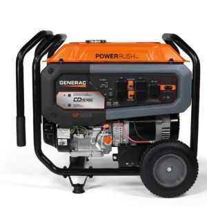 Generac 7686 GP8000E 8,000-Watt Gas-Powered Portable Generator - Electric Start - Powerrush Advanced Technology - Reliable Power for Emergencies and Recreation - 49 State Compliant