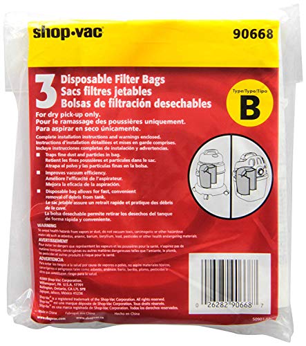 Shop-Vac 9066800 2-2.5 Gallon, 3 Bags per Pack, 9 Bags Total