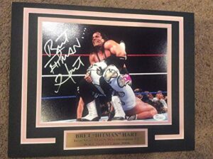 wwe wwf bret hitman hart wm12 11x14 matted with name plate photo jsa autograph