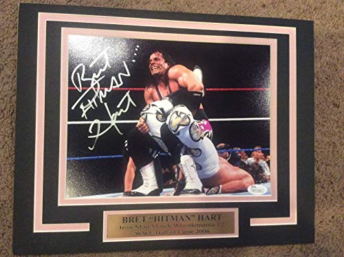 WWE WWF Bret Hitman Hart WM12 11X14 Matted with name plate PHOTO JSA AUTOGRAPH