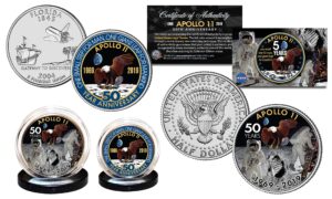 apollo 11 50th anniversary man on moon 2-coin set fl. quarter & jfk half dollar