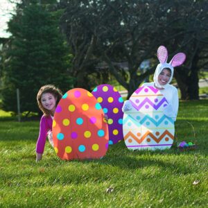 Fun Express Large Plastic Easter Eggs for Yard - Set Of 4 Easter Egg Hunt Made Easy with Jumbo Yard Easter Egg Hunt Sign - Celebrate in Style, Create A Festive Easter Atmosphere with Easter Yard Signs