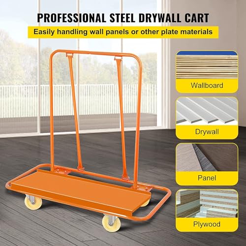 Mophorn Drywall Cart 1600LBS Load Capacity Drywall Cart Dolly Handling Sheetrock Sheet Panel Service Cart Heavy Duty Casters