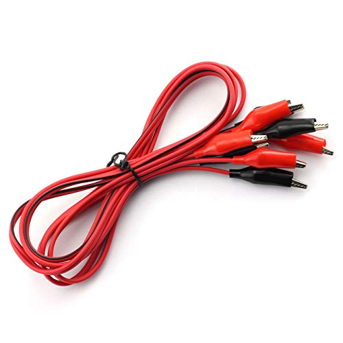 RuiLing 2 Pairs 1m Double-Ended Alligator Clips Electrical DIY Test Leads Cable Crocodile Jumper Wire for Multimeter Measure Tool (Red + Black)